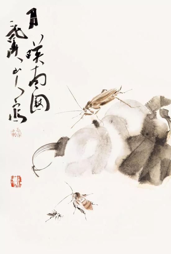 胡石 虫草图册之二 67×45cm 纸本水墨 2017