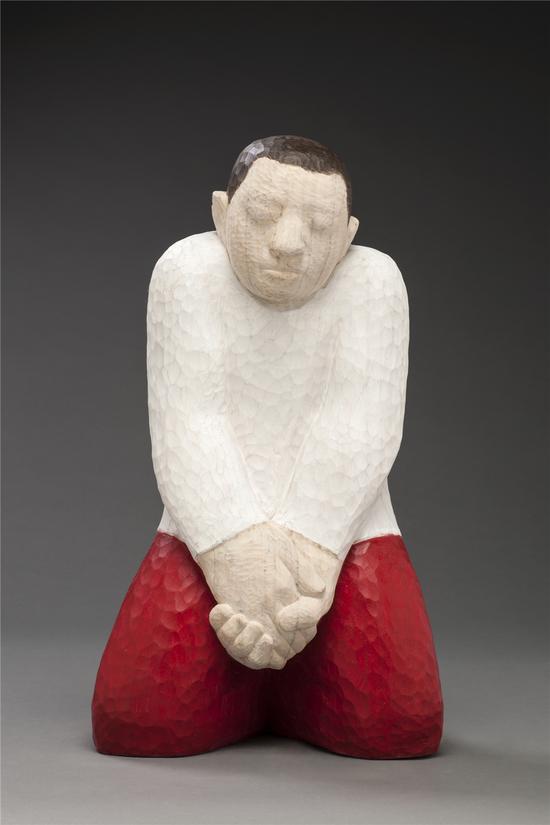 任俊华 悔 2017 香樟木着色 31×28×69cm