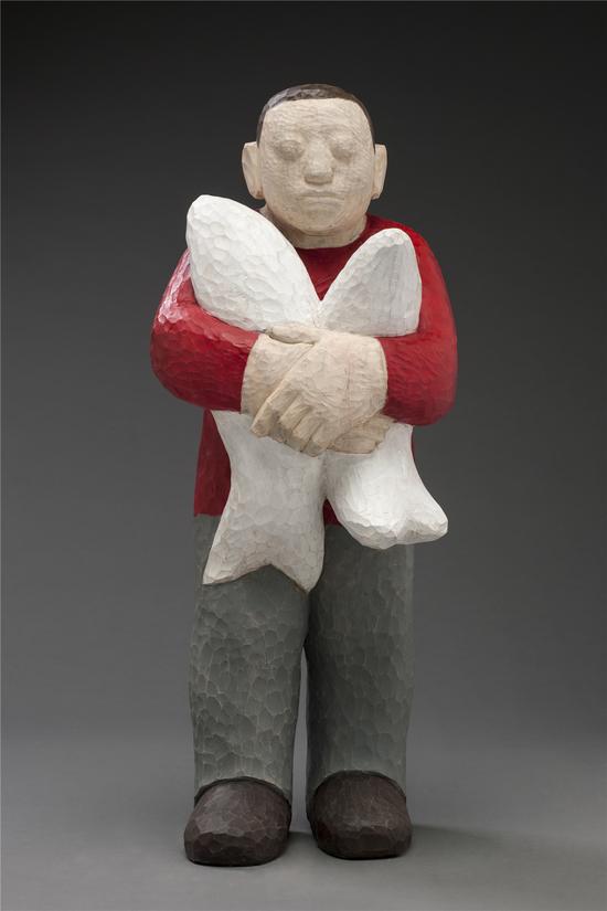 任俊华 得人如鱼 2017 香樟木着色 27×28×69cm