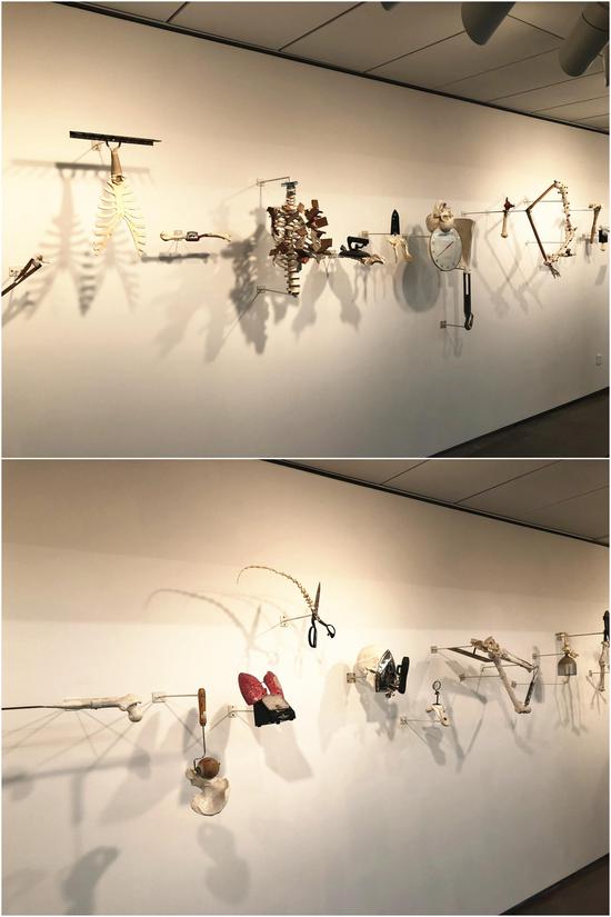 林天苗,《失与得》(局部),聚脲、工具、不锈钢支架,尺寸可变,2014年