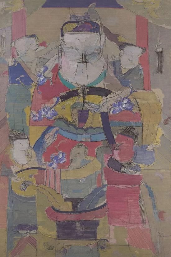 顾黎明 如意吉祥——线版·红色版 油画 197cm×129cm 2003年