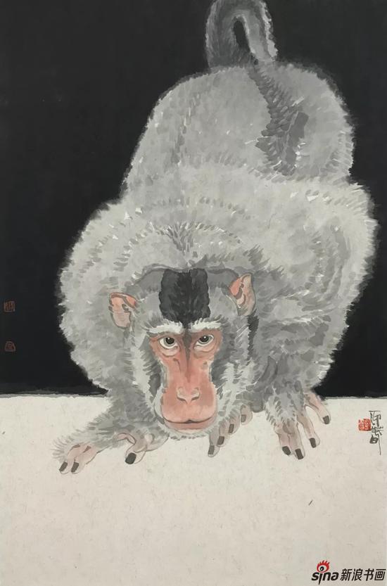 猴子 设色纸本 75×35cm