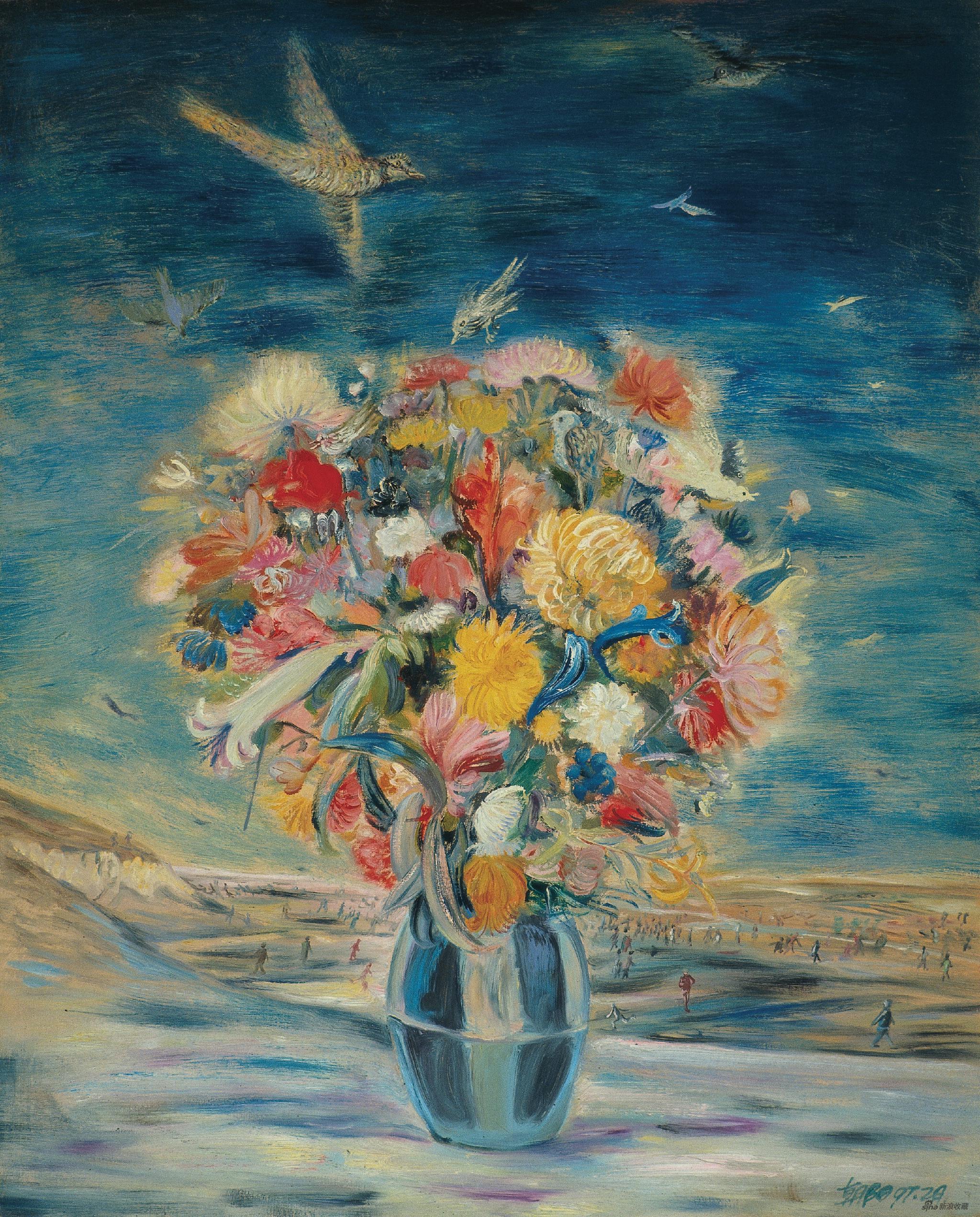 《花卉》布面油画 80×65cm 1997
