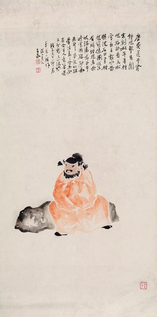 居廉 醉钟馗 　　设色纸本 立轴 　　66×33cm