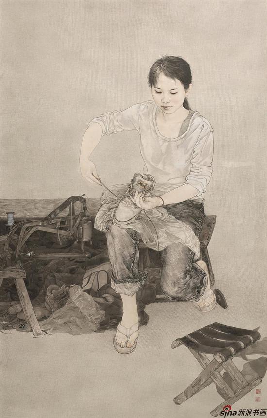 中国画《阿杏》2011年 罗寒蕾183X115cm