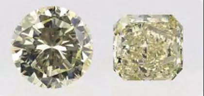比如图片中的钻石，在使用圆形明亮切割时，钻石的色级在D-Z之间，不能算作彩钻，而当它使用Radiant切工重新切割时，它的色级就达到了“中彩”级别。