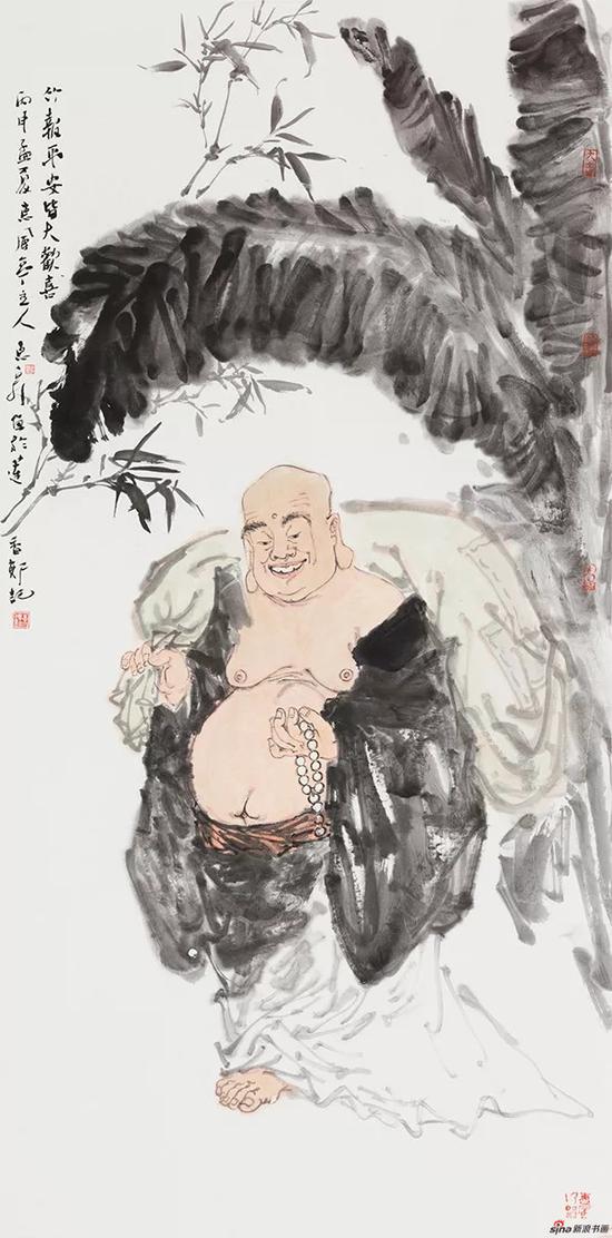 《竹报平安皆大欢喜》 168cm×68cm 徐惠泉 江苏省中国画学会副会长