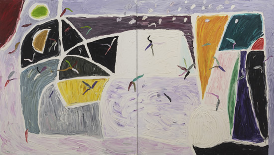 Gillian Ayres 吉莲·艾尔斯_White Wind  白色之风_191998-1999_Oil on canvas 布面油画_244 x 427cm