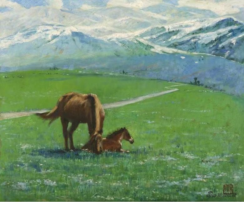 朱曜奎 布面油画 2005年 《草原之春》60.6cm×50.5cm