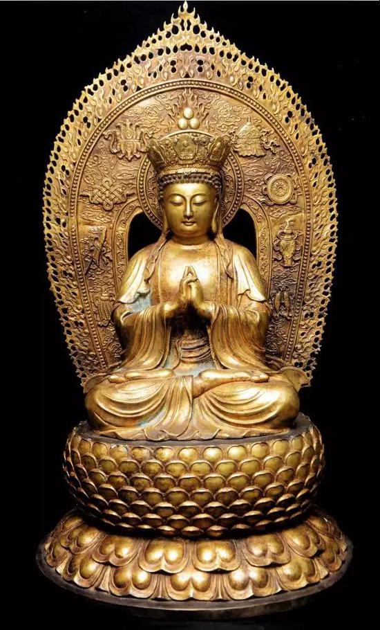 明·铜鎏金金刚语菩萨像