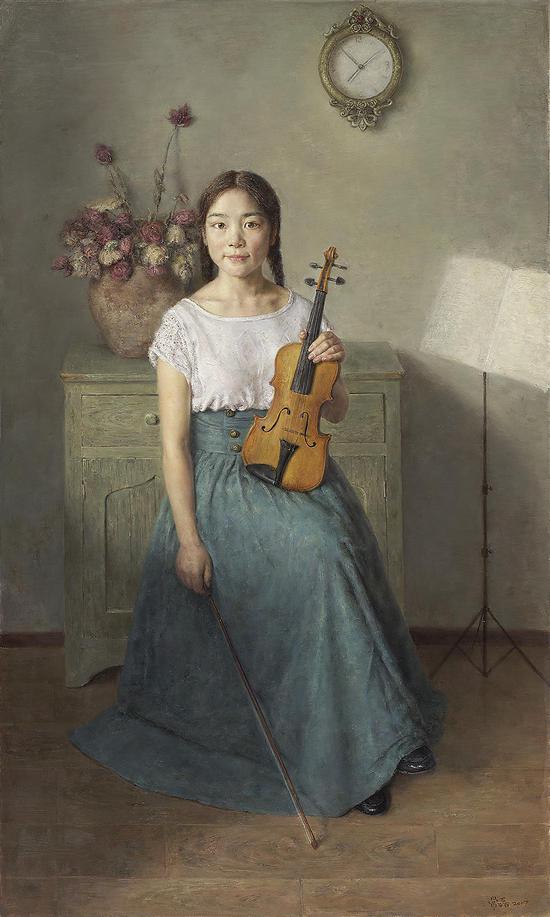 常磊《拿小提琴的女孩》200 ×120-2017常 磊
