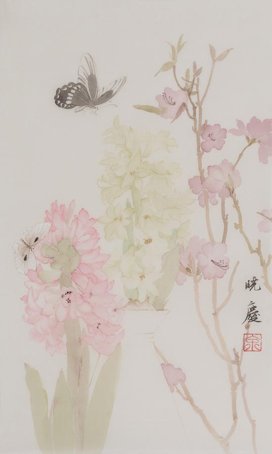 余晓庆，暗香，绢本设色，34x27cm，2018