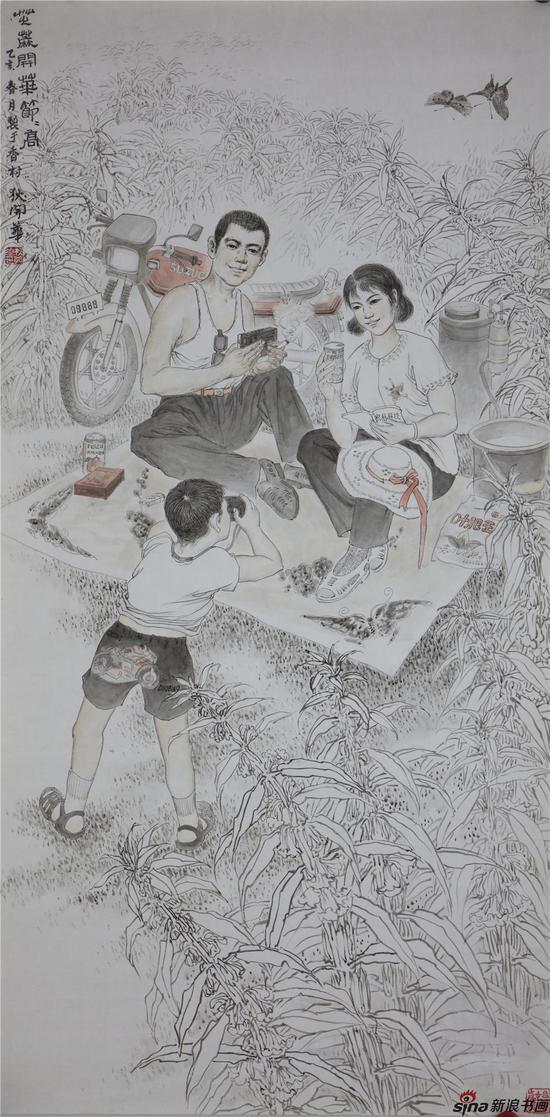 中国画 芝麻开花节节高 1995年 狄开华 132.2X65.6