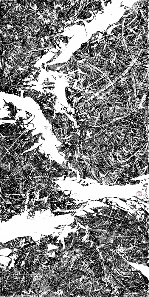 汪京元 无色界F-81-7 纸本水墨137×68cm 2018