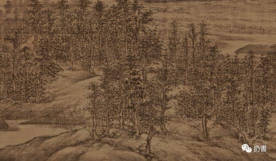 五代 董源《夏景山口待渡图》卷(细节)