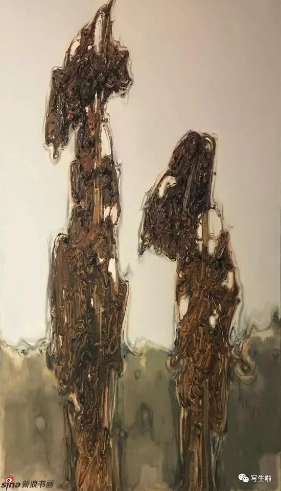 《秋葵》系列之一 　　布面油画165cmx90cm/2018年