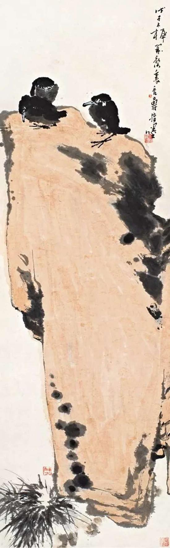 14秋拍诚轩编号59拍品潘天寿指画《石背幽禽》，与本次拍品同为5平尺，以1150万元的高价成交，说明市场对潘天寿指画的推崇