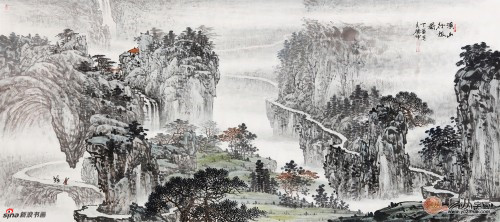 经典藏品 林德坤手绘原创作品《溪山行旅图》