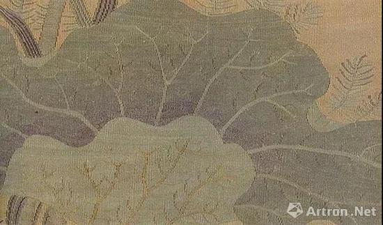 宋 缂丝翠羽秋荷(局部)