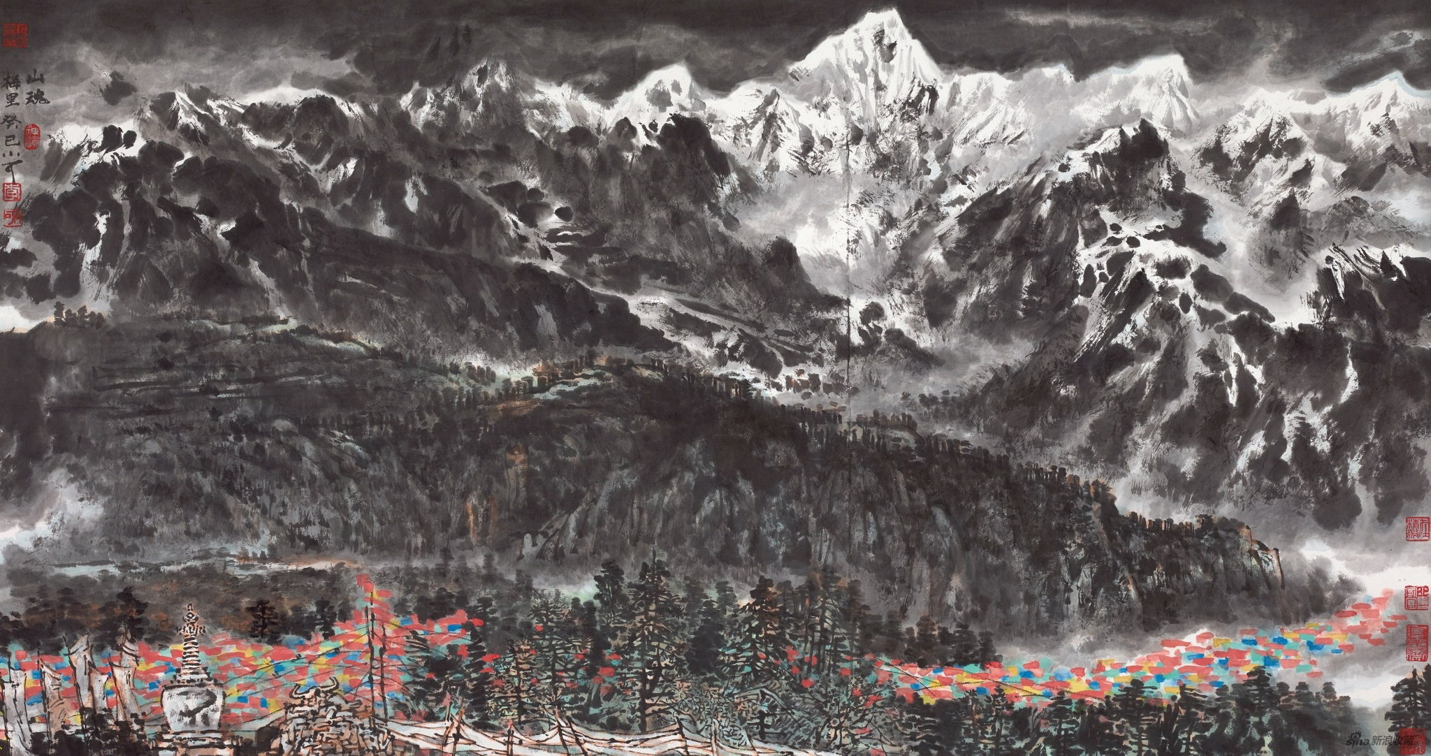 李小可——西藏系列《梅里山魂》2013年 96x180cm