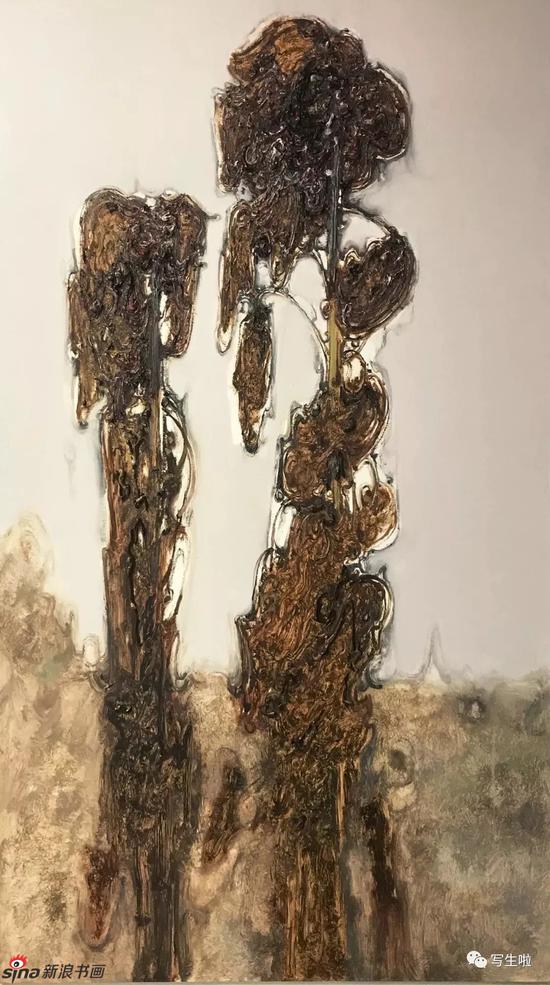 《秋葵》系列之二 　　布面油画165cmx90cm/2018年