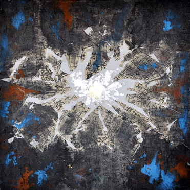 《仓颉造字》,于澎 岩彩画,150×150cm