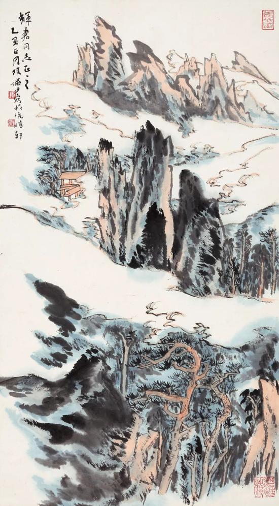 近现代  陆俨少(1909-1993)  山水图  立轴  设色纸本  76cmx42cm