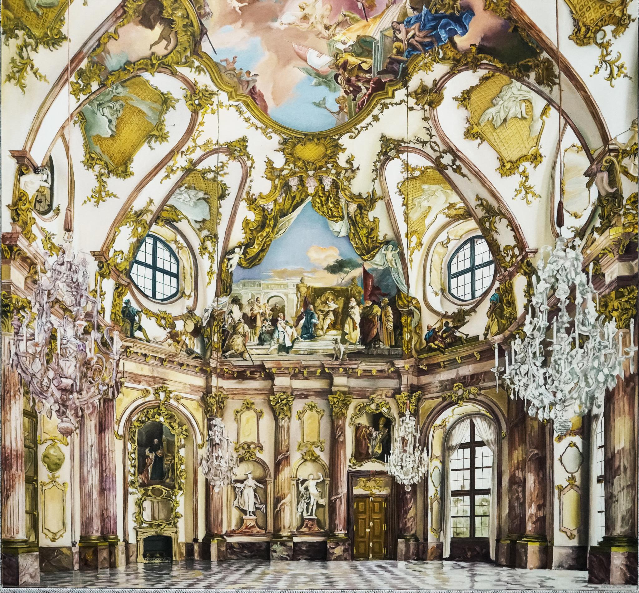 《神话派对—圣殿》,150×120CM,布面油彩,2017-2018