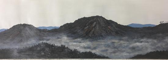 《云山2#》 20X83cm    纸本油画    家北