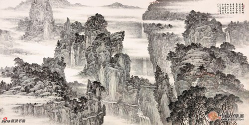 国画典藏 林德坤最新国画山水画《云开飞来峰》