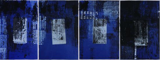 陈心懋 《蓝色史书》系列 宣纸、水墨、丙烯 多幅组合 70cm X 50cm X 4cm 2009年