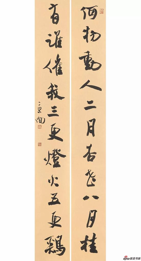 行书何物有谁十一言联 136cm×19cm×2?纸本?2018年