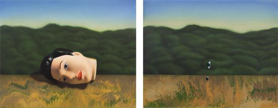 　　孙一钿 SUN YITIAN，Ken, 布面油画 Oil on canvas, 80 x 100 cm x 2, 2020，图片致谢艺术家与BANK
