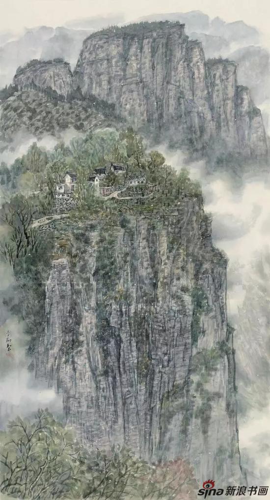 白云绕山寨 岚花映古塞 160cm x 87cm 李翔