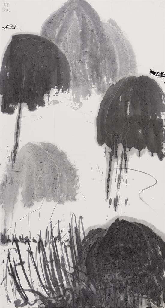 丁雄泉，阿雄水墨戏笔，水墨 宣纸，182x98 cm，1970-1980