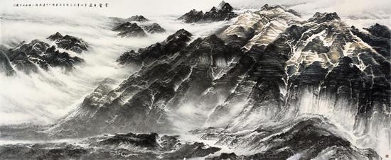 云壑古道，中国画，230x550cm,2011年