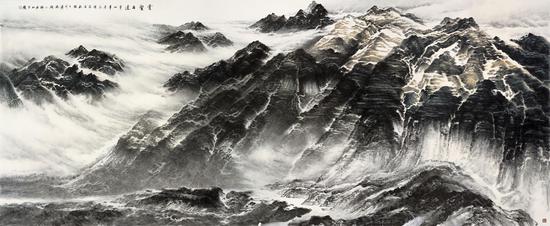 云壑古道,中国画,230x550cm,2011年