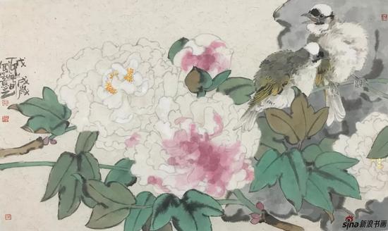 富贵白头 设色纸本 36×70cm