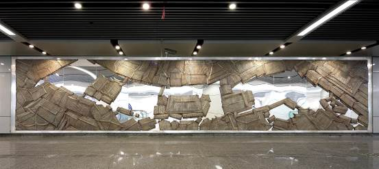 凭楼倚月(与梅法钗、郑宁合作)25 x55米 宁波地铁一号线公共艺术作品 获2013年度全国优秀城市雕塑建设项目 公共艺术示范奖