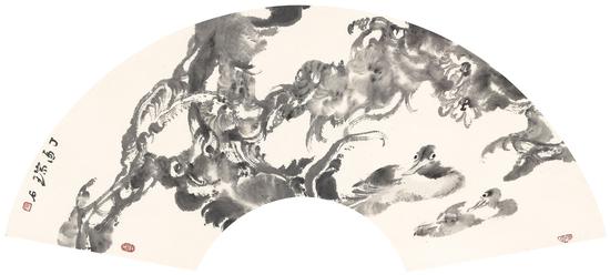 安林《秋水无声》32cm×63cm 纸本水墨 2017年