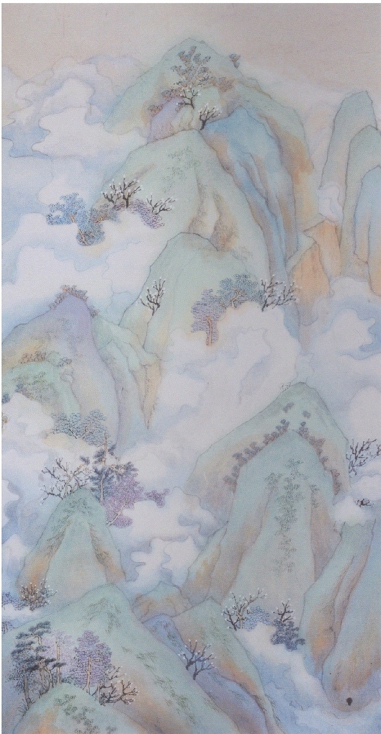 王轩睿(华东师范大学美术学院) 云起 纸本设色 136×68cm