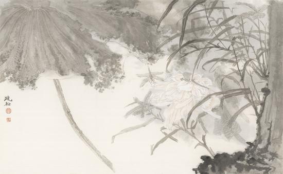 莫晓松《涙眼问花花不语》57cm×91cm 纸本设色 2018年