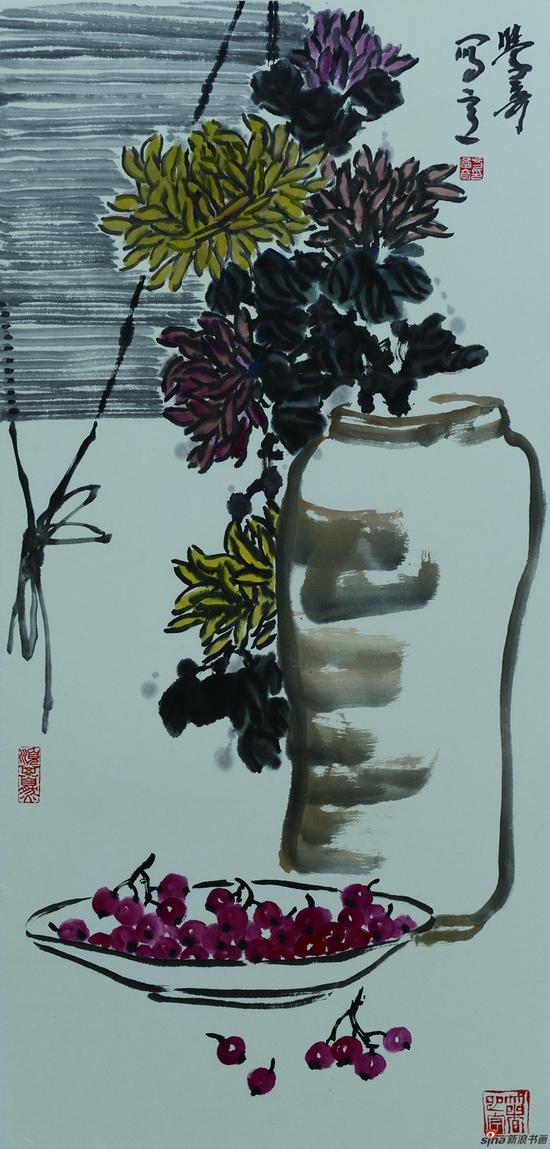 方学奇作品《雅室秋景》45x97cm