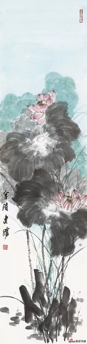 《荷塘翠影1》 138cmx35cm