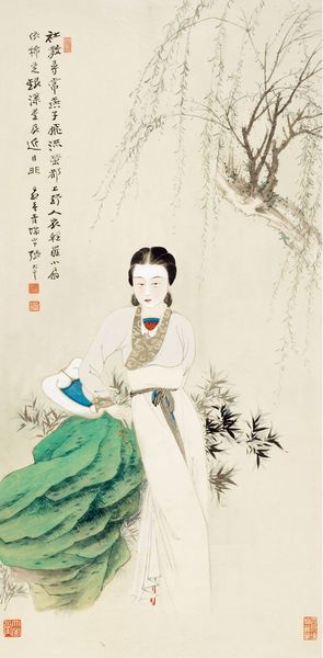 《柳荫仕女图轴》 张大千 1939年 纸本设色 四川博物院藏