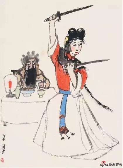 关良 霸王别姬 66cm×49cm 纸本设色