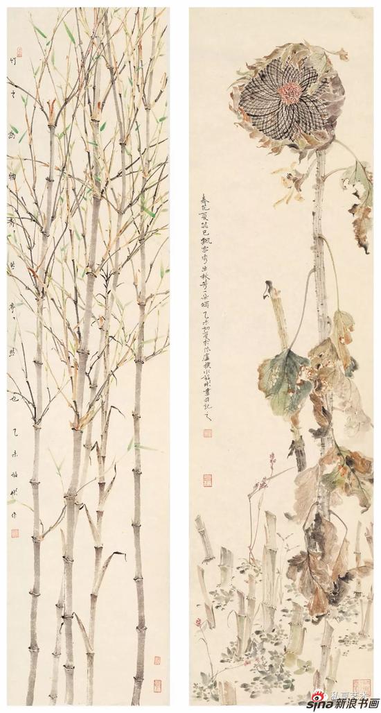 青篁 145x38cm 纸本设色 2015 向阳花 145x38cm 纸本设色 2015