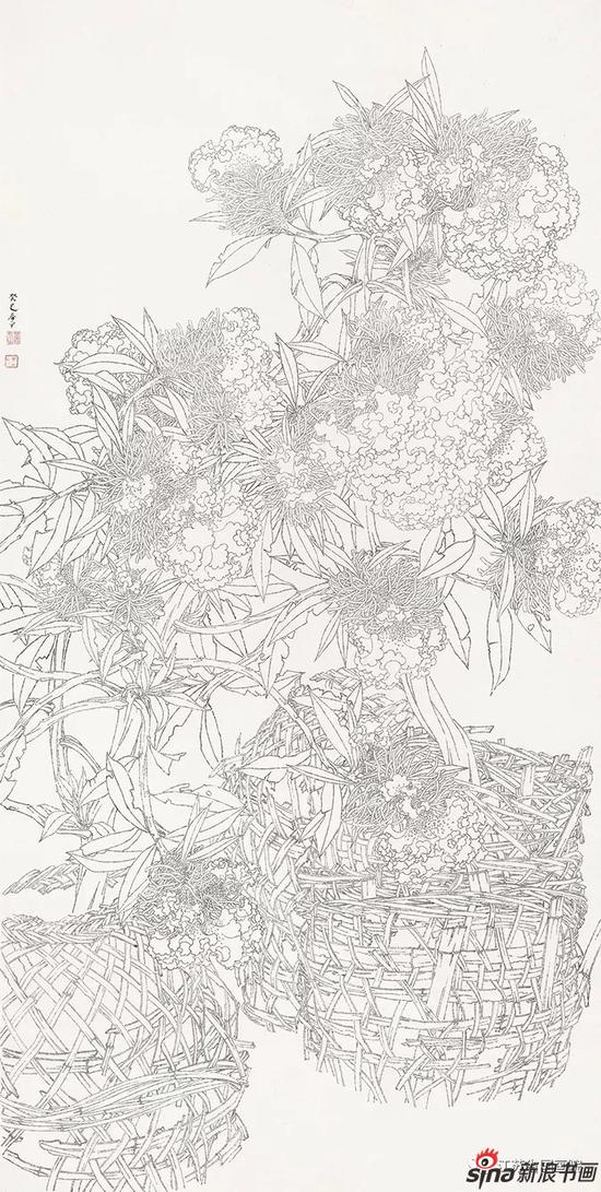 曾春平 《花鸟》 180cm×90cm 2013年