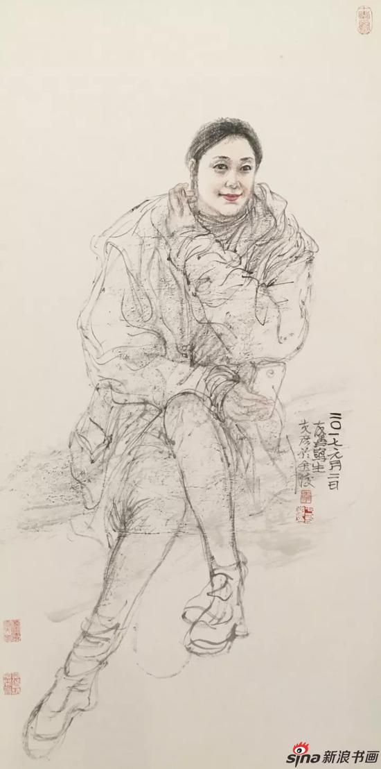 于友善《支彦》纸本 138×69cm 2017