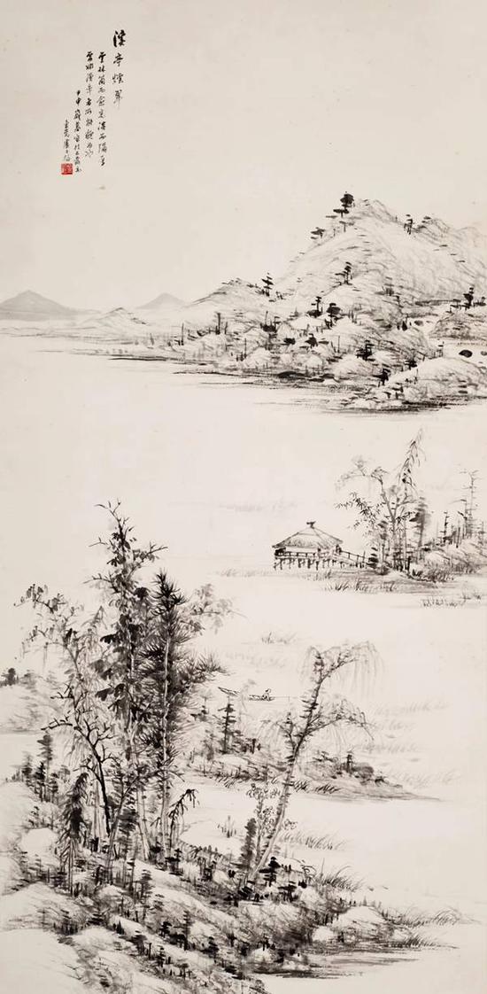 卢子枢 山水 水墨纸本 立轴 130×63cm